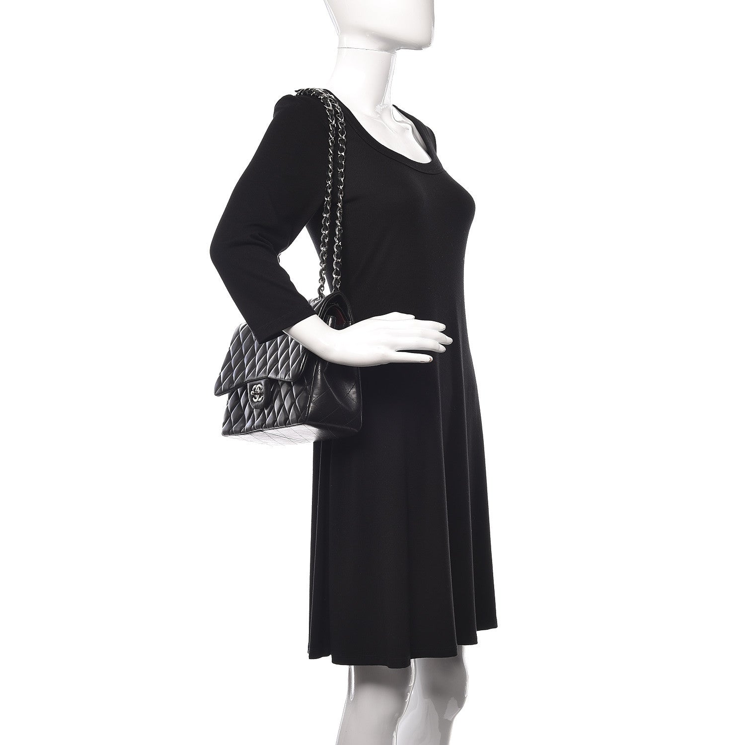 Chanel Lambskin Quilted Jumbo Double Flap Black 2 of 15