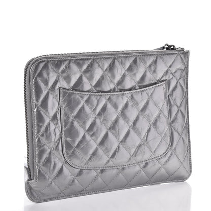 Chanel Metallic Aged Calfskin Quilted Medium Document Portfolio Holder Silver 3 of 8