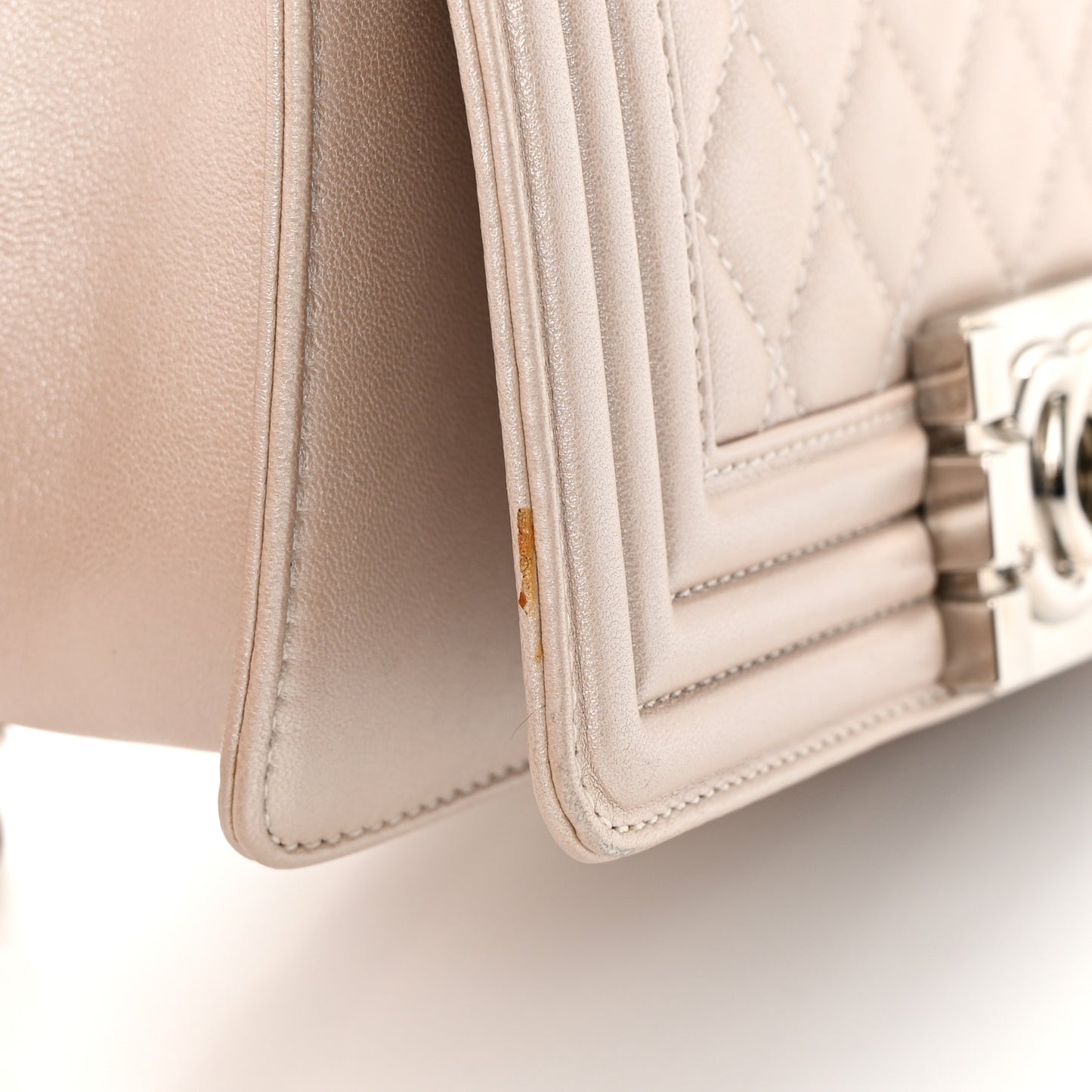 Metallic Calfskin Quilted Small Boy Flap Light Pink