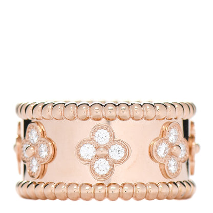Van Cleef & Arpels 18K Rose Gold Diamond Small Perlee Clovers Ring 50/5.25 3 of 4