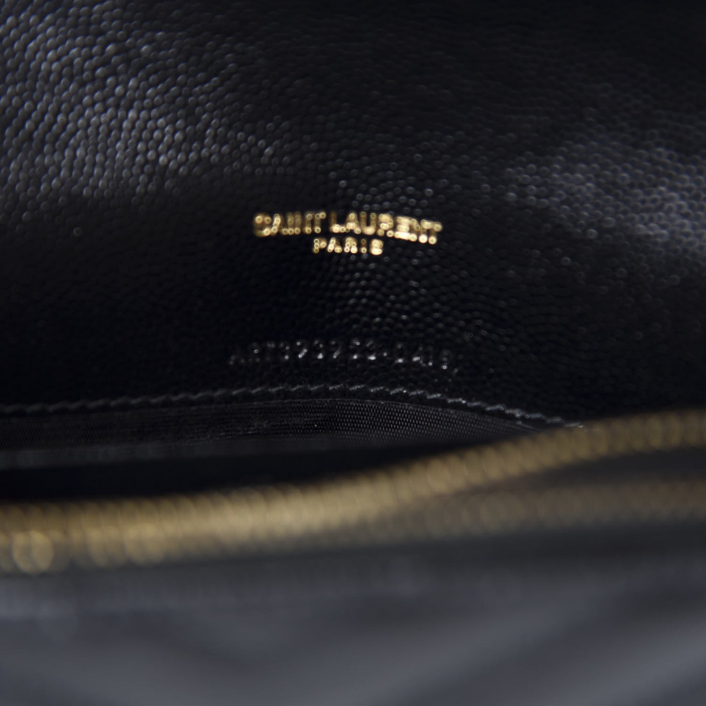 Grain De Poudre Matelasse Chevron Monogram Envelope Chain Wallet Black