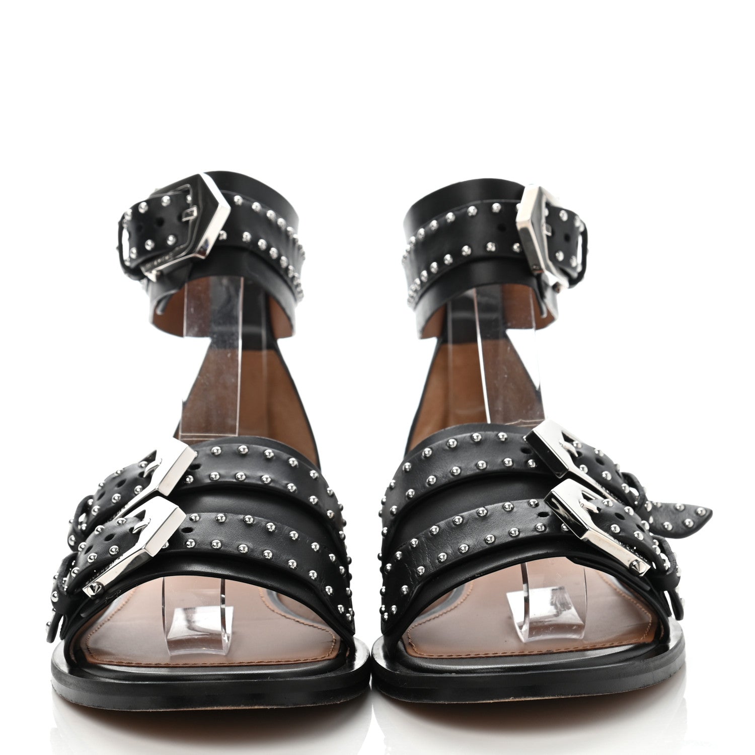 Givenchy Calfskin Studded Elegant Flat Sandals 38.5 Black 2 of 11