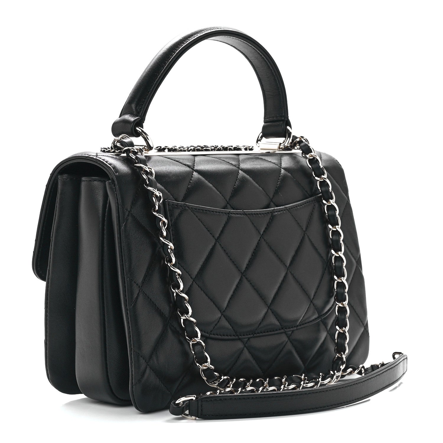 Chanel Lambskin Quilted Small Trendy CC Chain Dual Handle Flap Bag Black 3 of 12