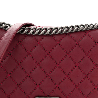 Chanel Calfskin Quilted Double Stitch New Medium Boy Flap Burgundy 8 of 12