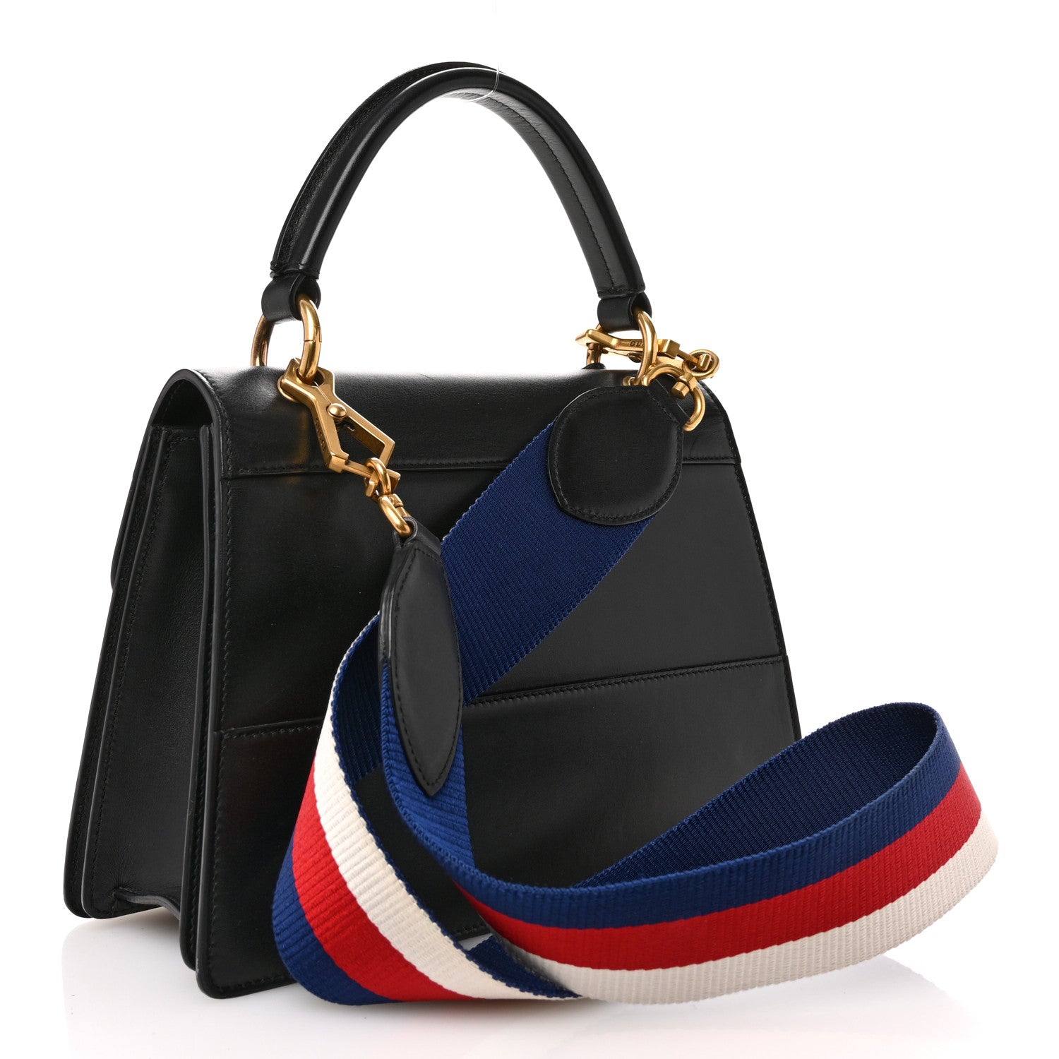 Gucci Calfskin Sylvie Web Small Queen Margaret Top Handle Bag Black 3 of 11