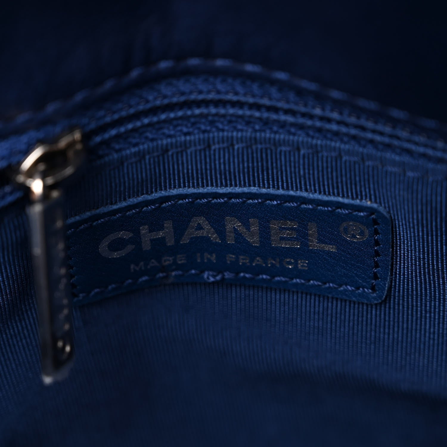 Chanel Lambskin Chevron Quilted Small Surpique Tote Dark Blue 6 of 11