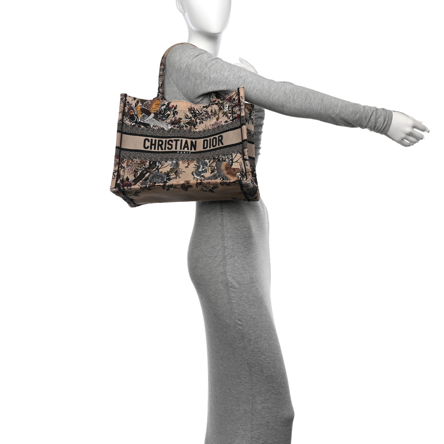 Christian Dior Canvas Embroidered Jardin D'Hiver Medium Book Tote Beige Multicolor 2 of 12