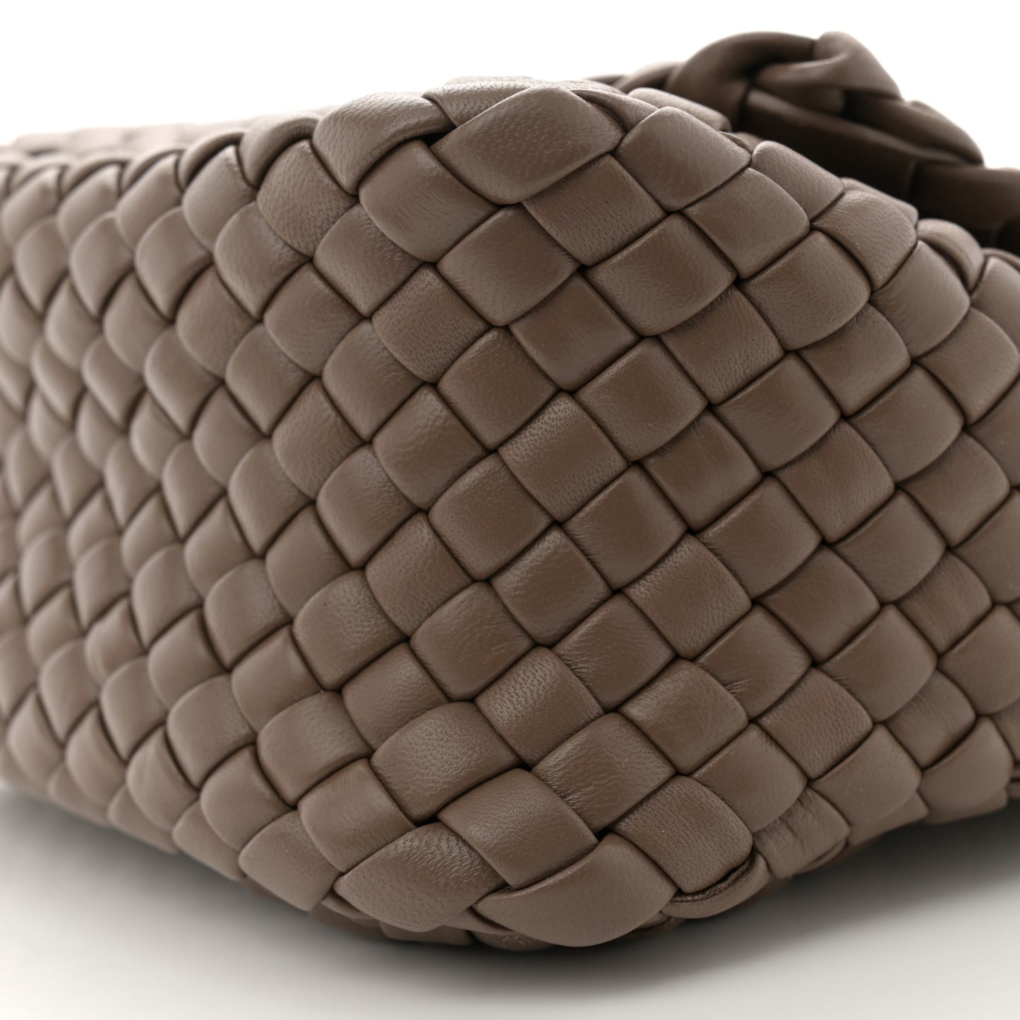 Nappa Intrecciato Mini Cobble Shoulder Bag Taupe Grey