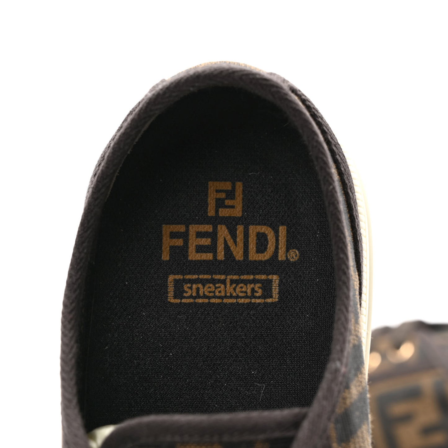 Fabric Jacquard FF Womens Domino Low Top Sneakers 40 Tobacco