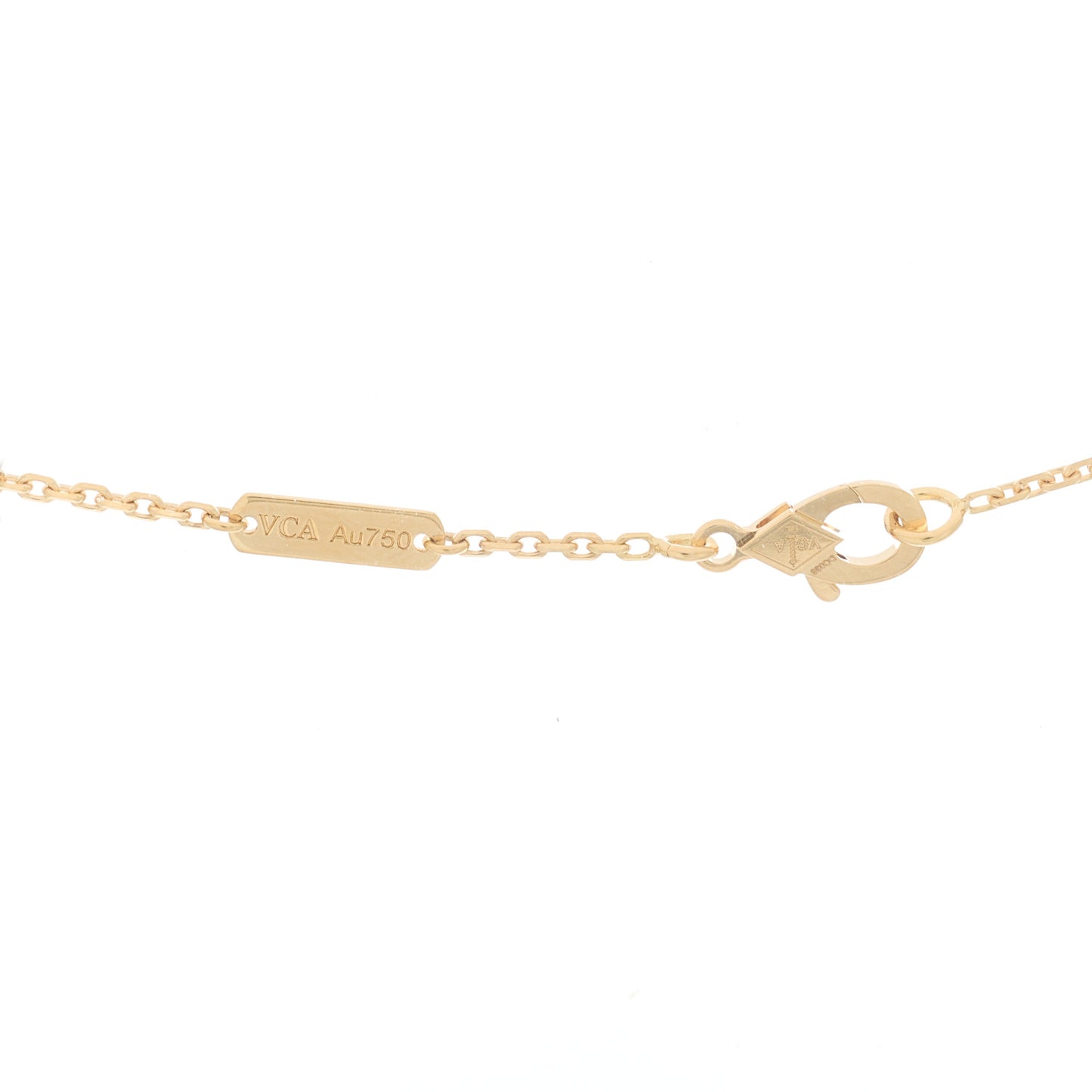 18K Yellow Gold Blue Agate Vintage Alhambra Pendant Necklace