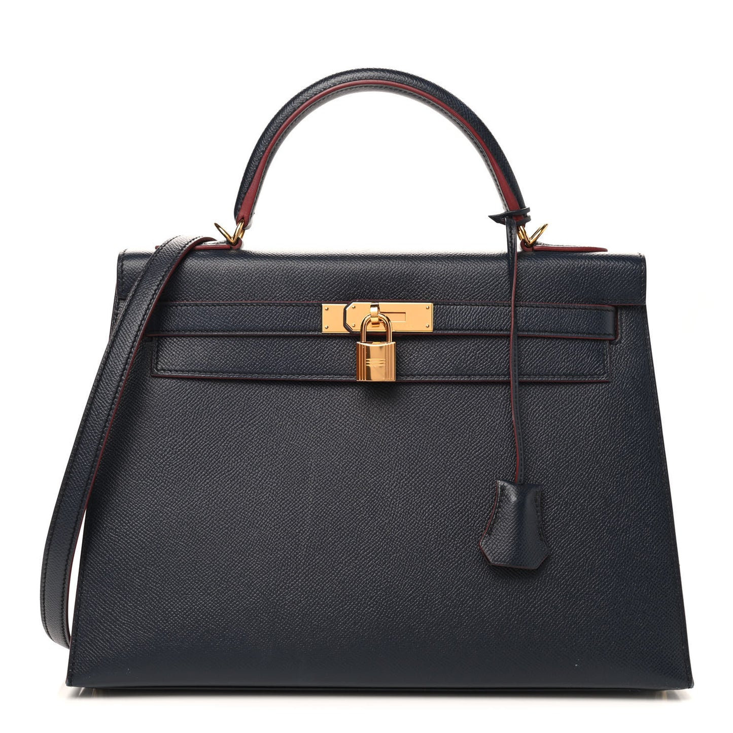 Epsom Contour Kelly Sellier 32 Bleu Indigo Rouge H