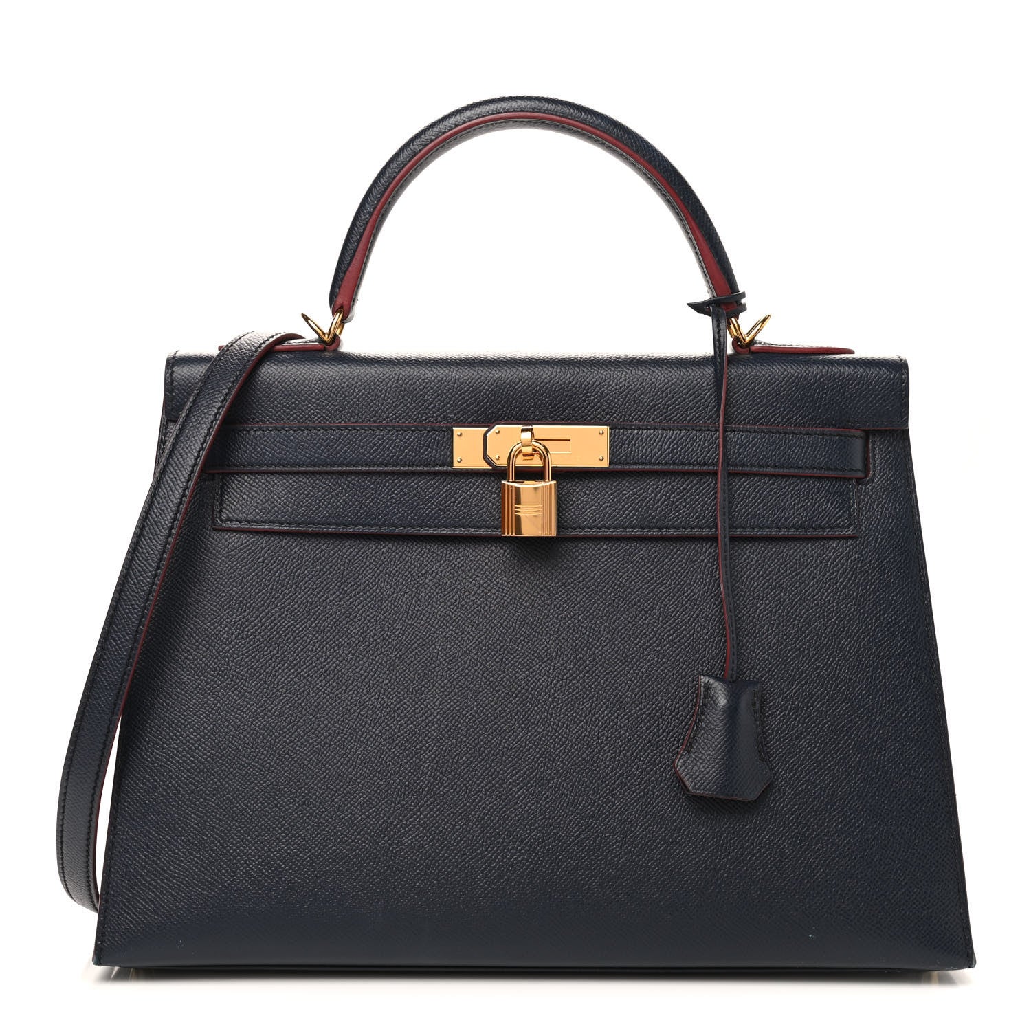 Hermes Epsom Contour Kelly Sellier 32 Bleu Indigo Rouge H 1 of 15