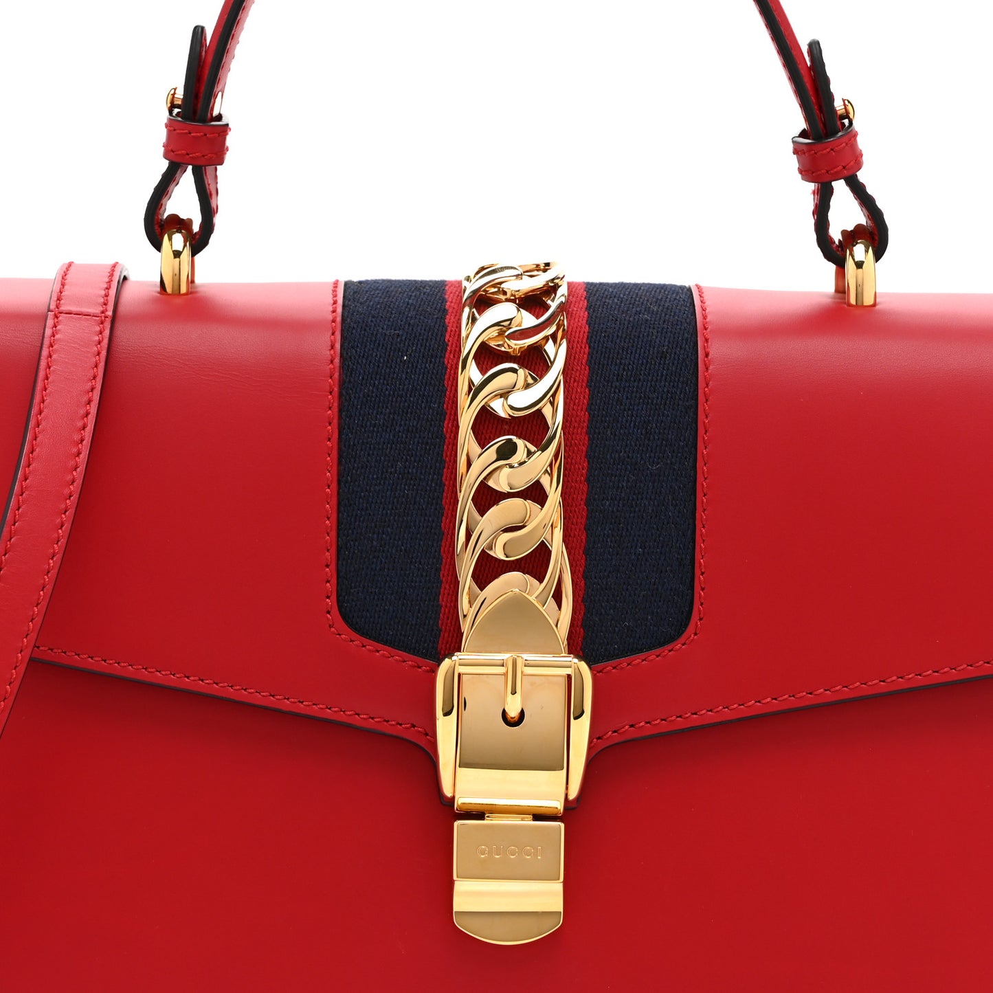 Calfskin Medium Sylvie Top Handle Bag Hibiscus Red