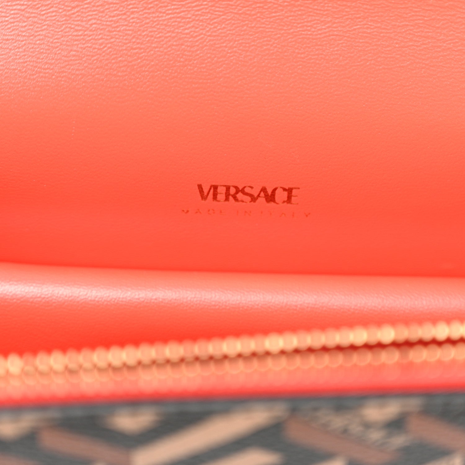 Versace Coated Canvas La Greca Signature Print Virtus Top Handle Shoulder Bag Red 6 of 9