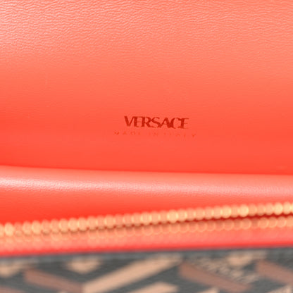 Versace Coated Canvas La Greca Signature Print Virtus Top Handle Shoulder Bag Red 6 of 9