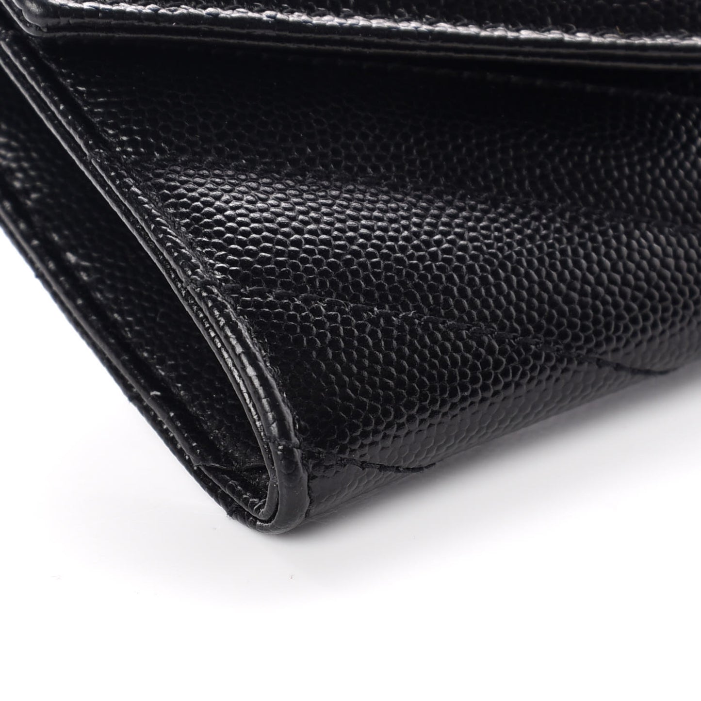 Grain De Poudre Matelasse Chevron Small Monogram Envelope Wallet Black