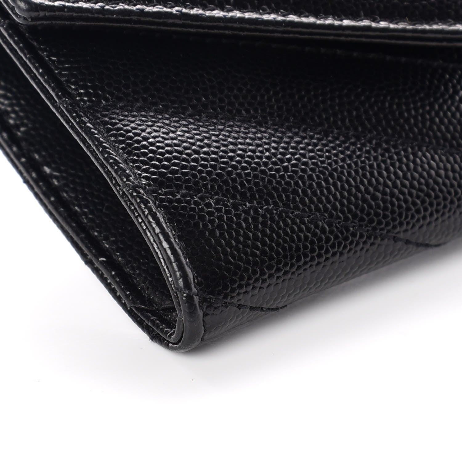 Saint Laurent Grain De Poudre Matelasse Chevron Small Monogram Envelope Wallet Black 5 of 9