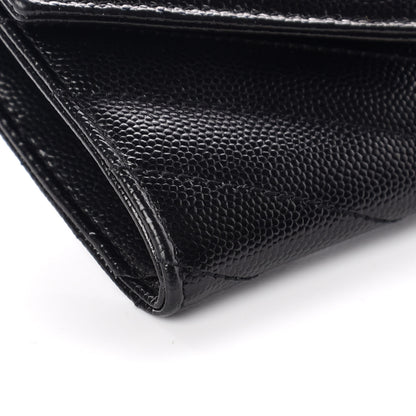 Saint Laurent Grain De Poudre Matelasse Chevron Small Monogram Envelope Wallet Black 5 of 9