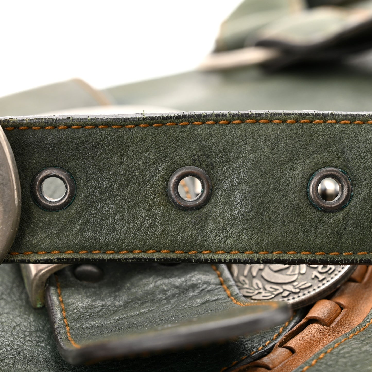 Calfskin Medium Gaucho Double Saddle Bag Green