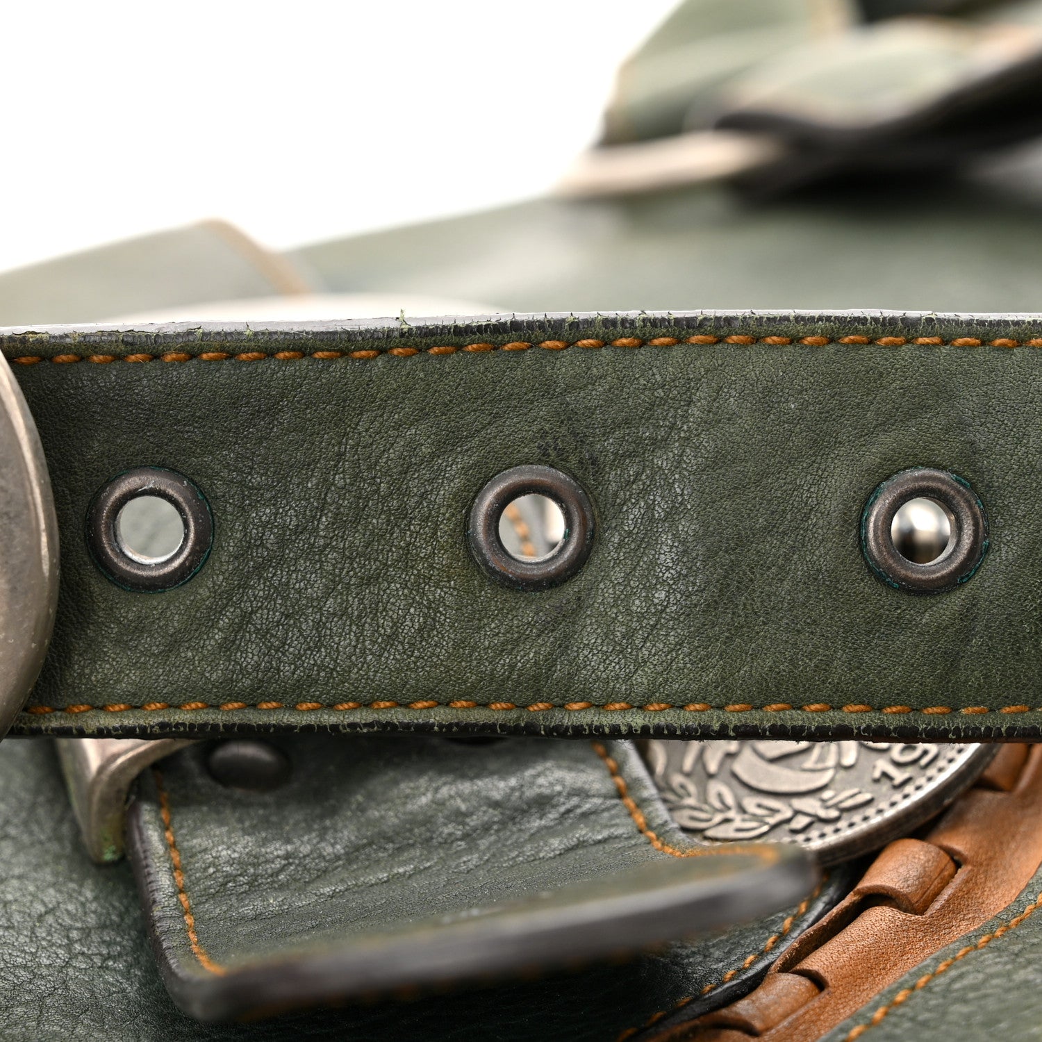 Christian Dior Calfskin Medium Gaucho Double Saddle Bag Green 17 of 19
