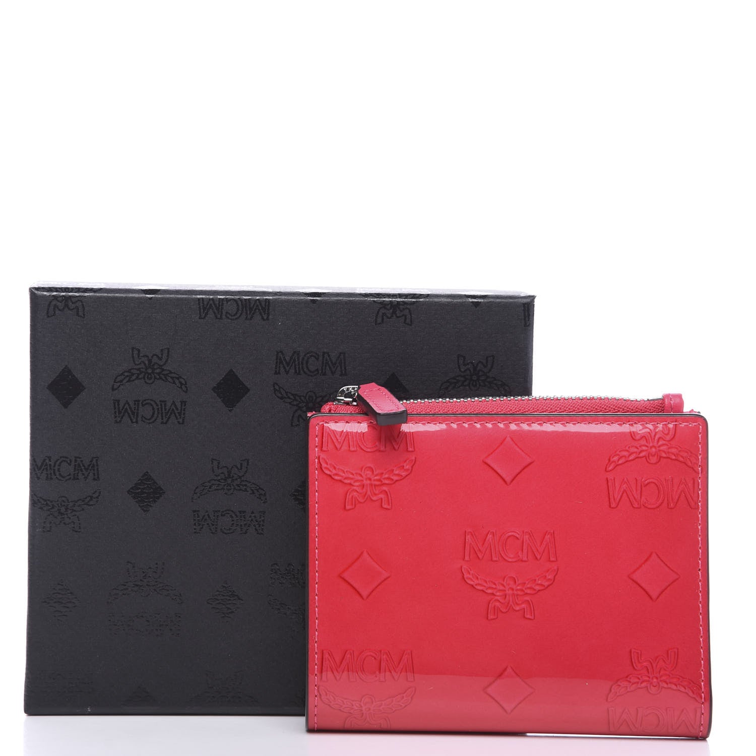 MCM Patent Monogram Bi-Fold Wallet Pink 5 of 5