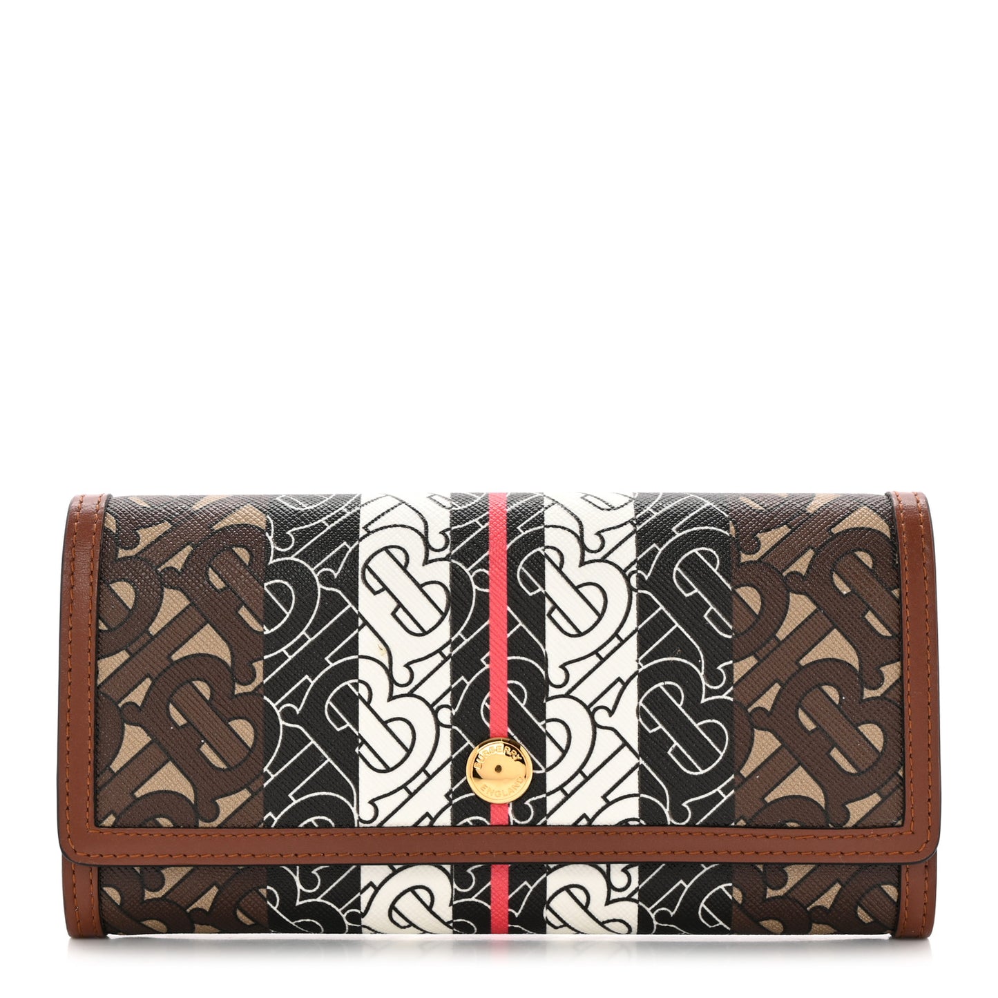 E-Canvas Monogram Stripe Continental Wallet Bridle Brown