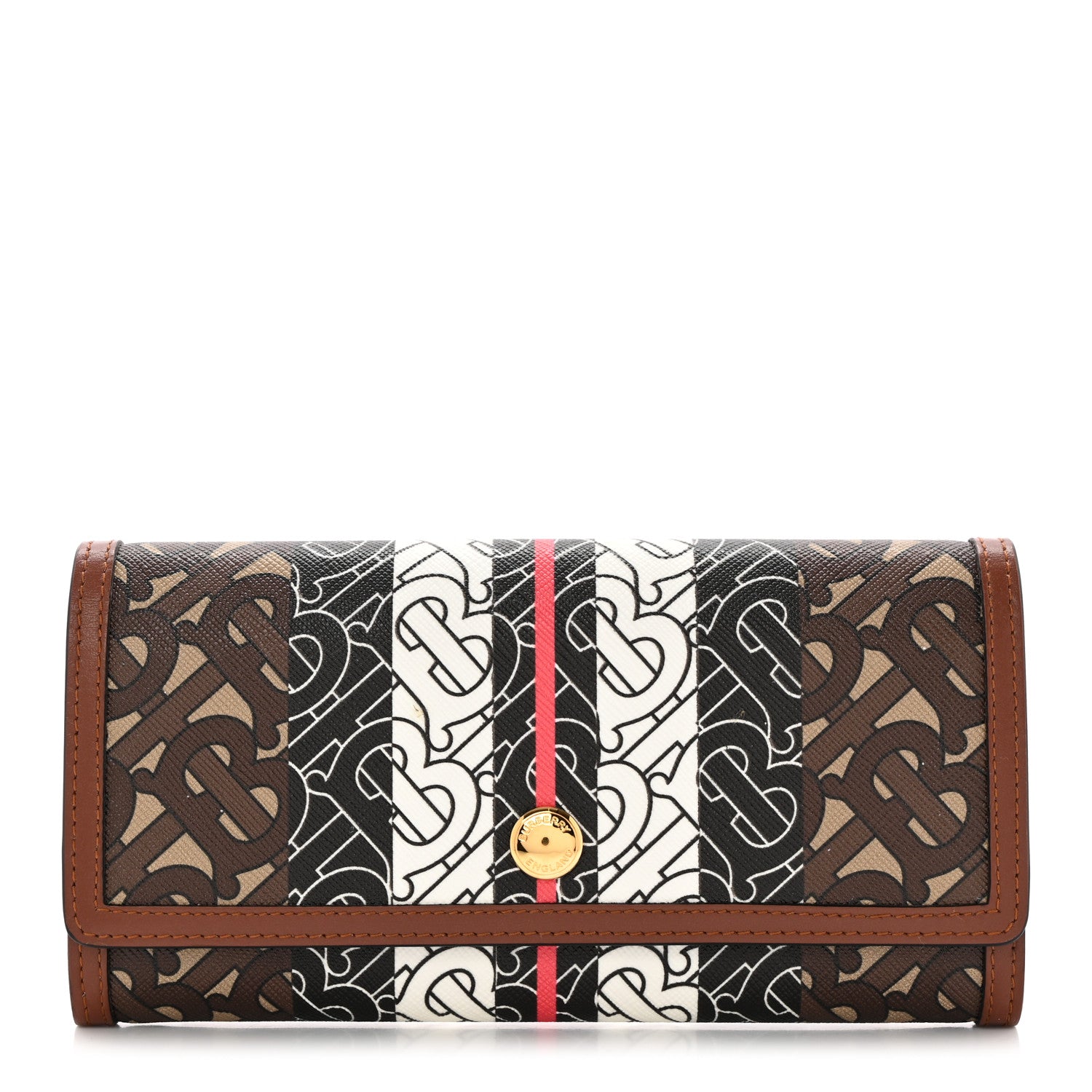 Burberry E-Canvas Monogram Stripe Continental Wallet Bridle Brown 1 of 10