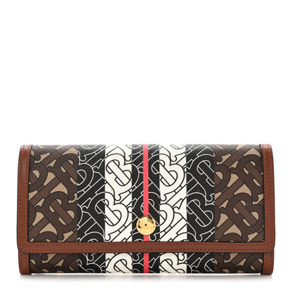 Burberry E-Canvas Monogram Stripe Continental Wallet Bridle Brown 1 of 10
