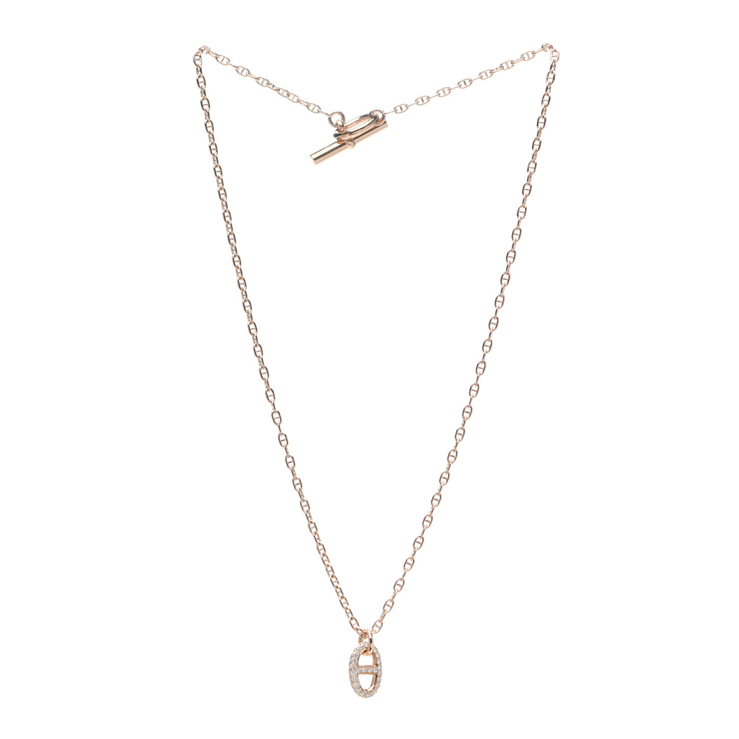 18K Rose Gold Diamond PM New Farandole Pendant Necklace ST