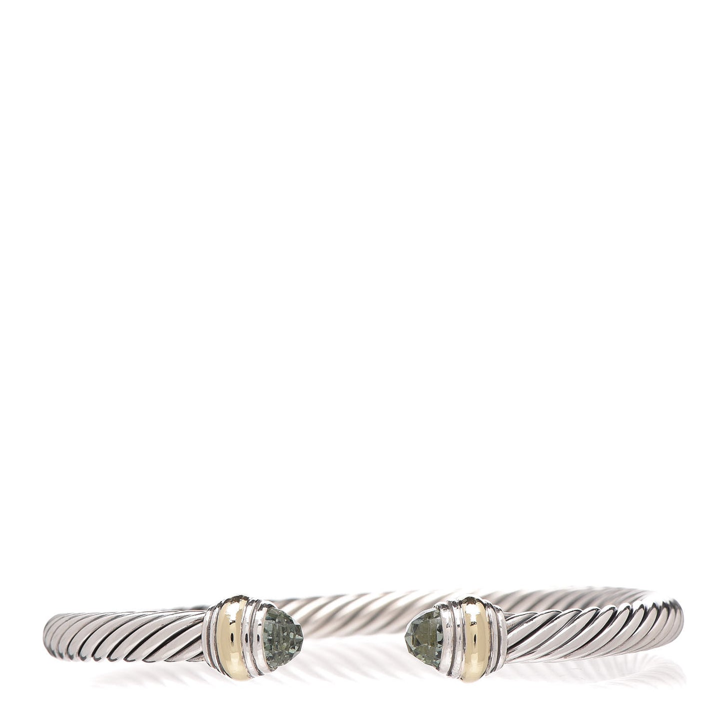 Sterling Silver 14K Yellow Gold Prasiolite 5mm Cable Classics Bracelet