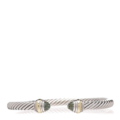 David Yurman Sterling Silver 14K Yellow Gold Prasiolite 5mm Cable Classics Bracelet 1 of 5