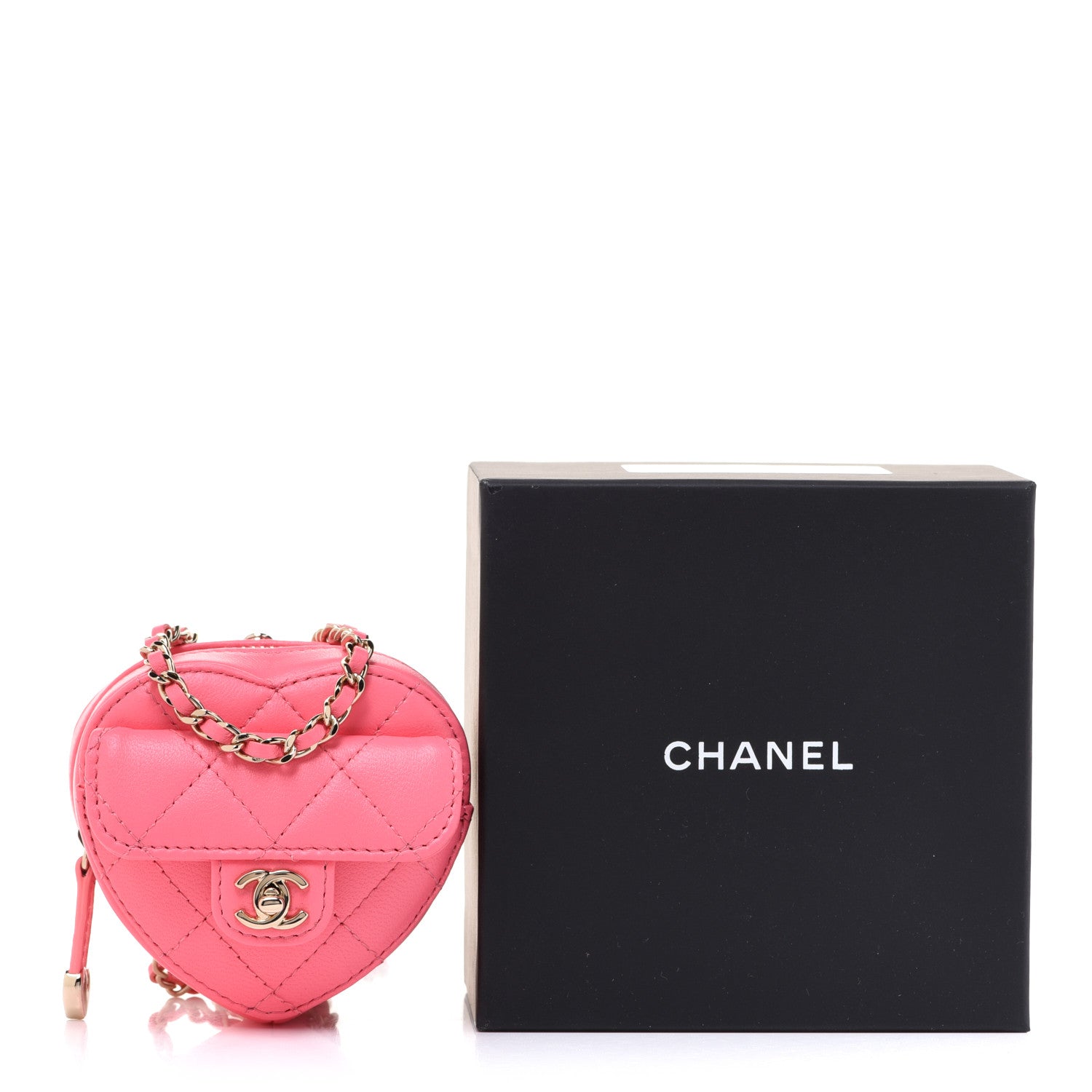 Chanel Lambskin Quilted CC In Love Heart Coin Purse With Chain Pink 8 of 8