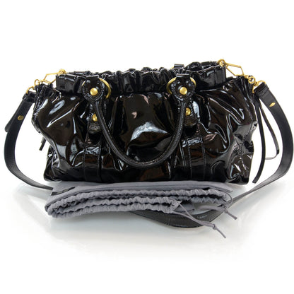 Miu Miu Vernice Patent Gathered Tote Black 3 of 7