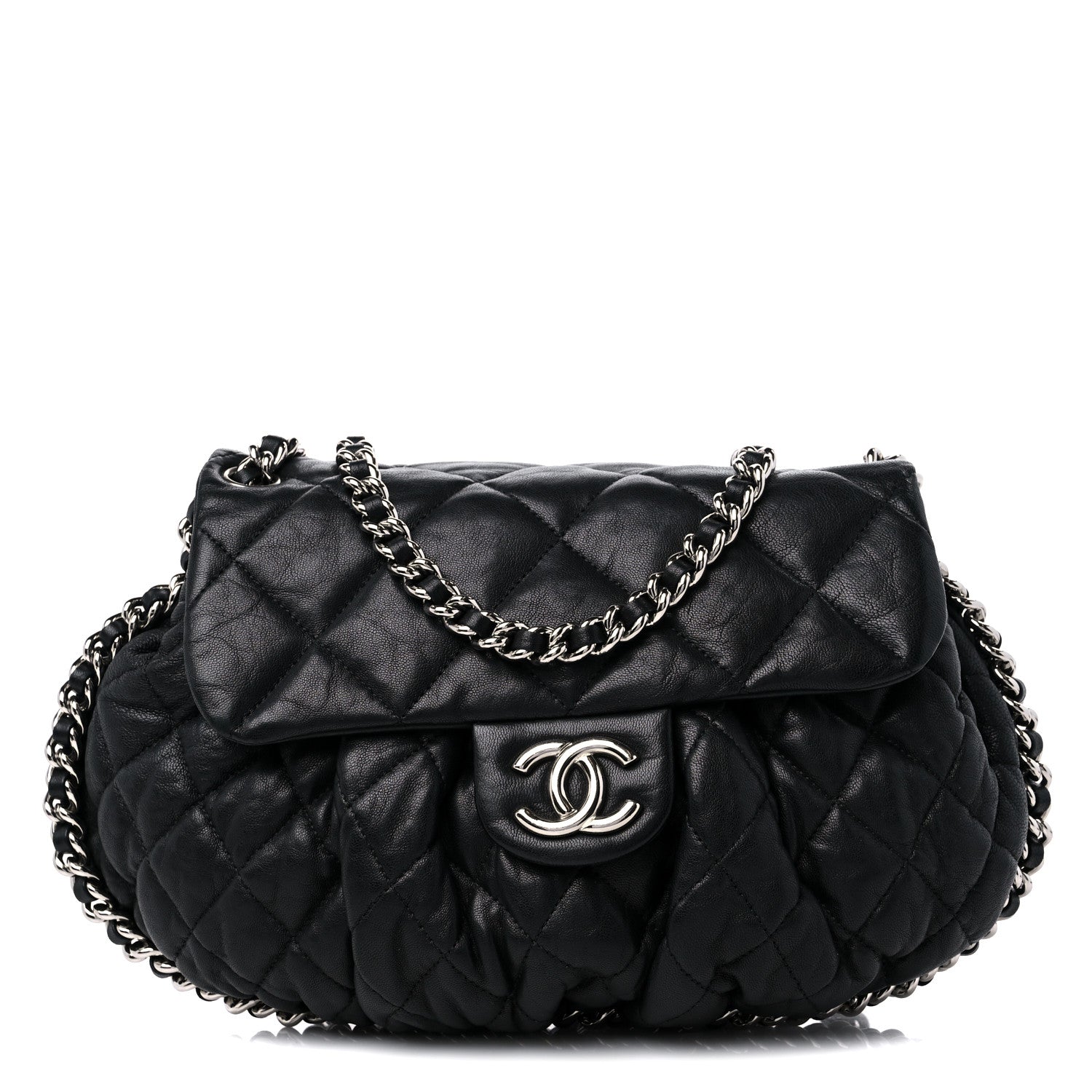 Chanel Washed Lambskin Quilted Mini Chain Around Flap Black 1 of 12