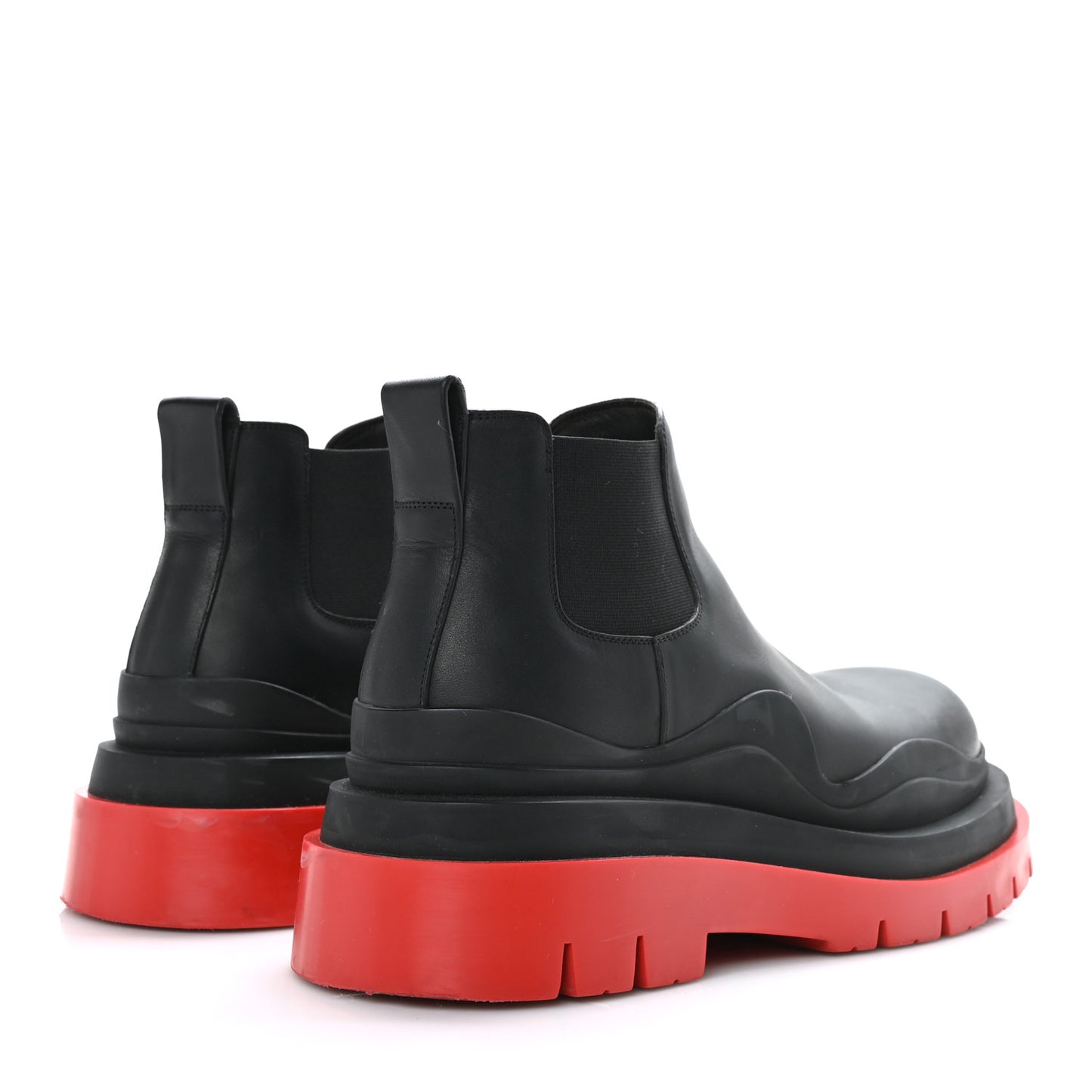 Calfskin Mens The Tire Cropped Chelsea Boots 40 Black Bright Red