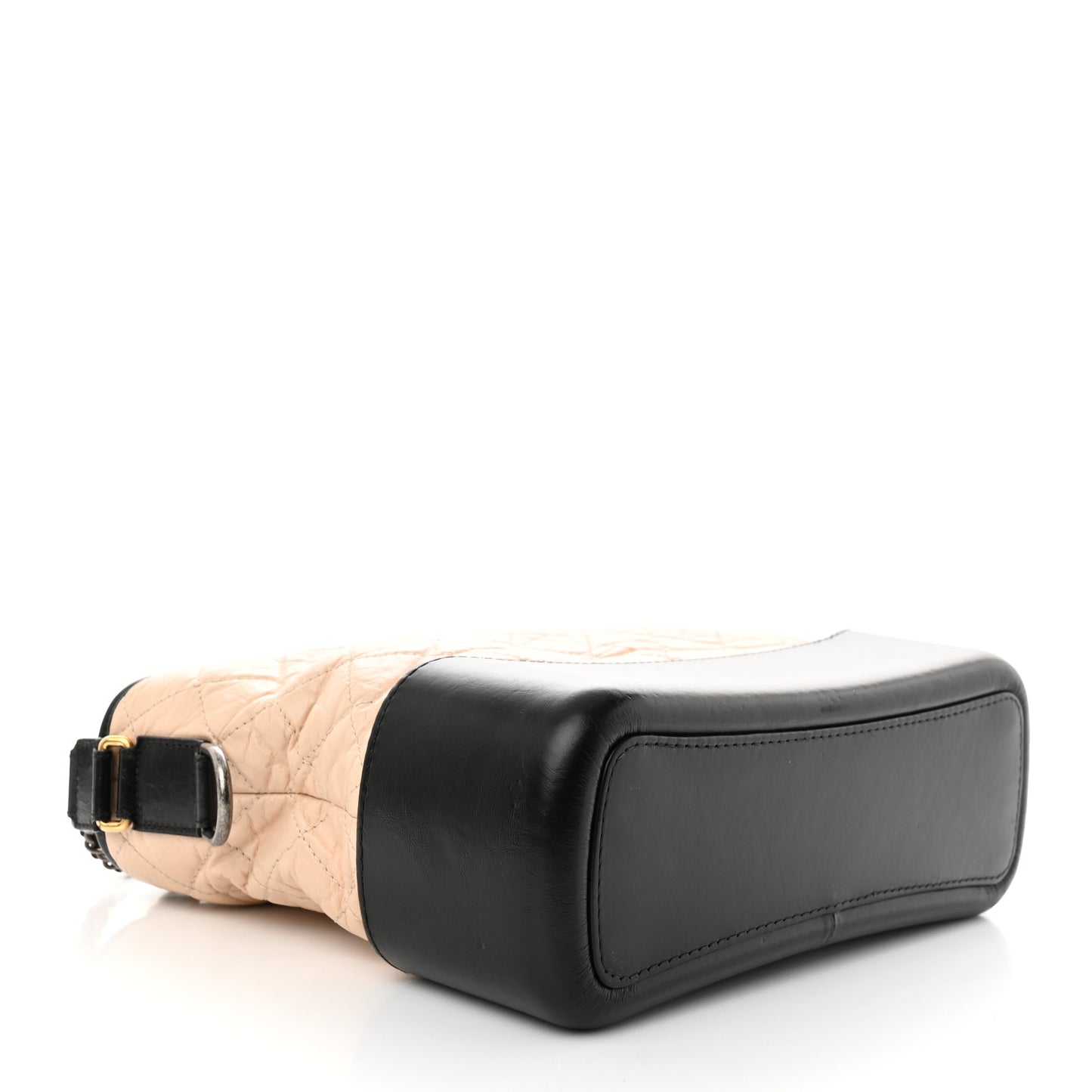 Aged Calfskin Quilted Medium Gabrielle Hobo Beige Black