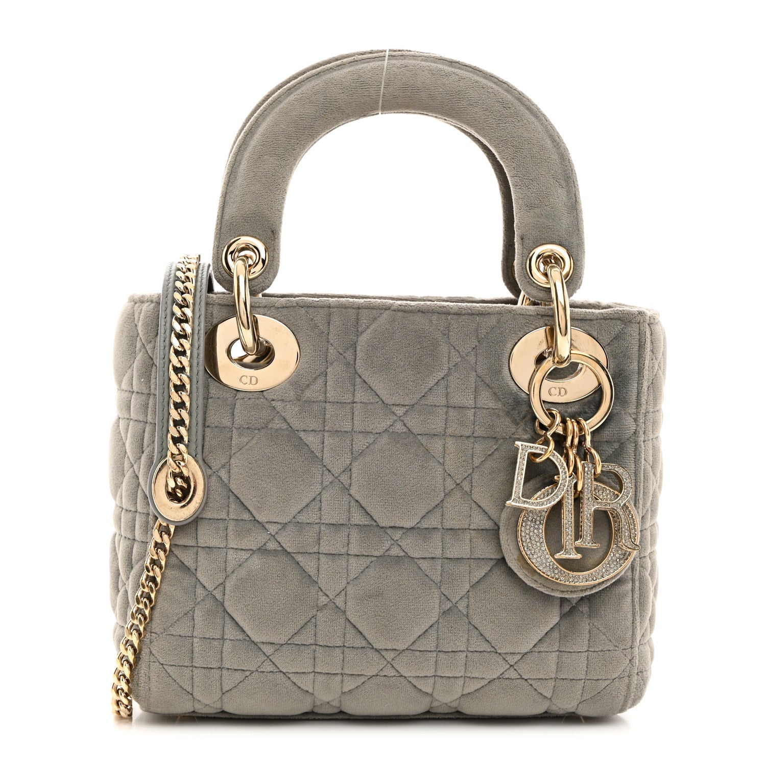 Christian Dior Velvet Mini Lady Dior Gray 1 of 11