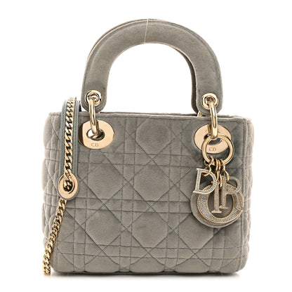 Christian Dior Velvet Mini Lady Dior Gray 1 of 11