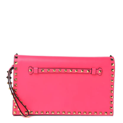 Valentino Garavani Nappa Rockstud Wristlet Clutch Fuxia Fluo 1 of 8