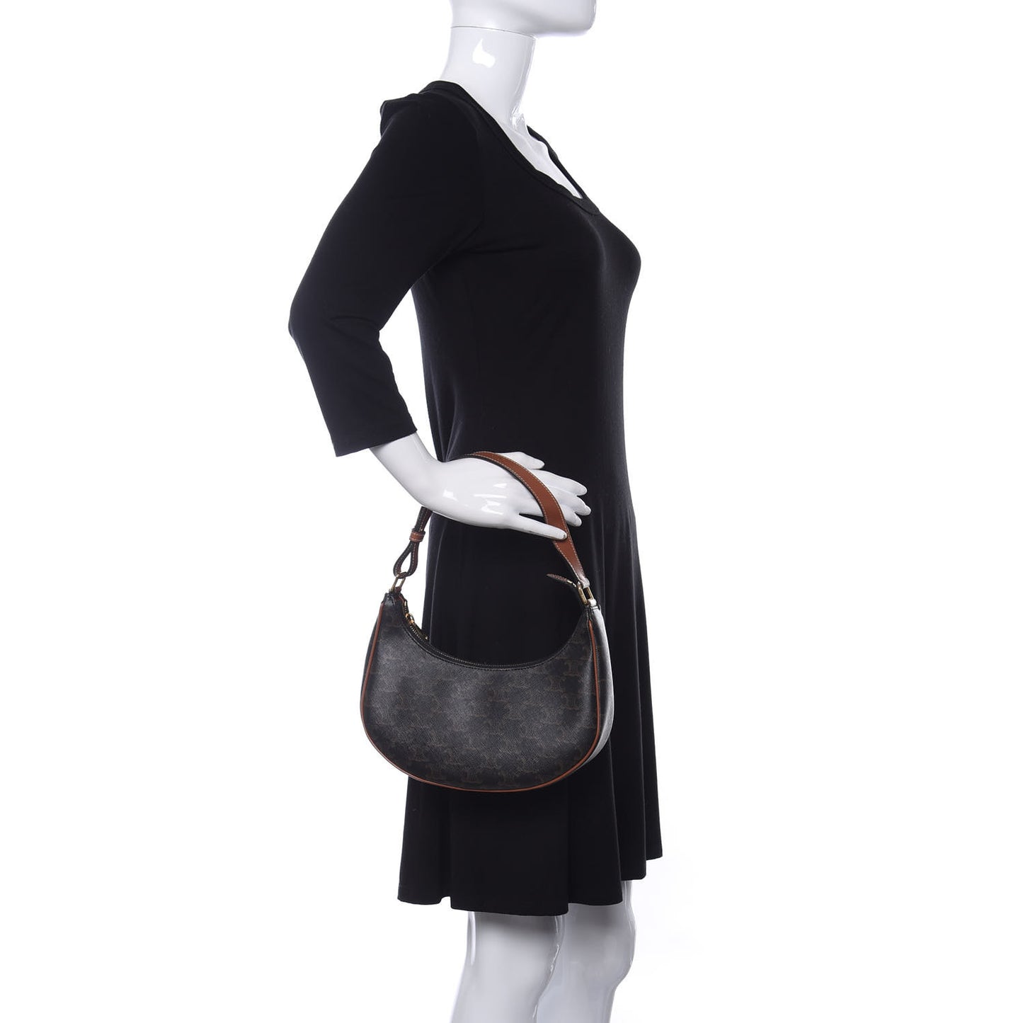 Triomphe Canvas Calfskin Ava Shoulder Bag Tan