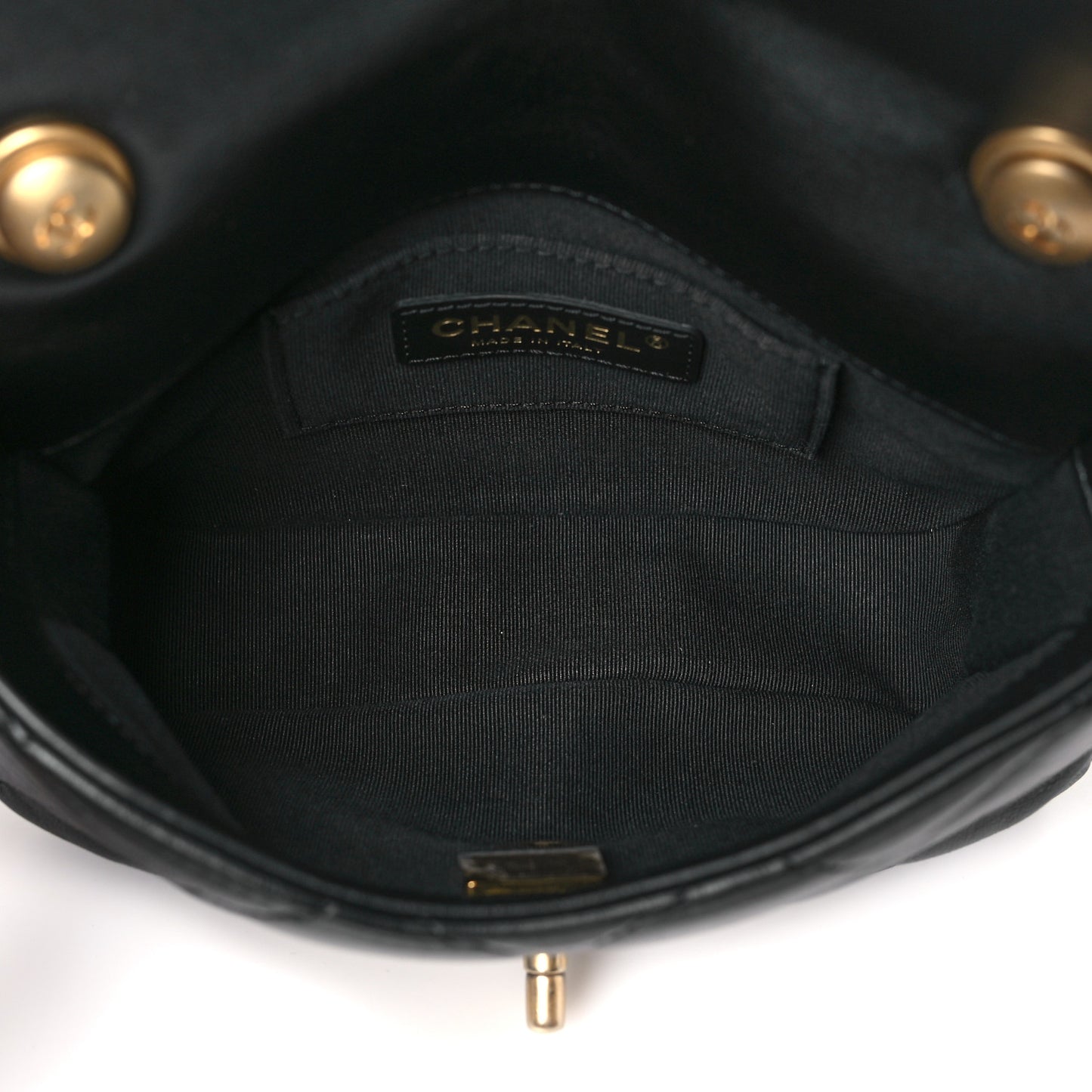 Lambskin Quilted Mini Lacquered Chain Flap Black