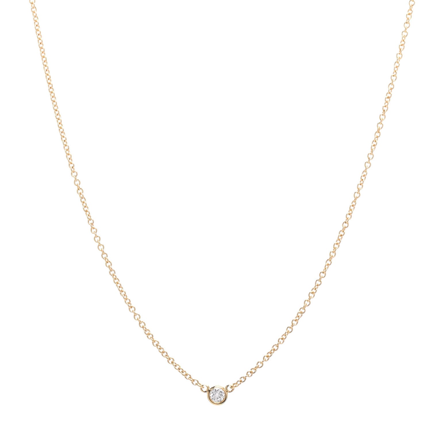 Tiffany 18K Yellow Gold Diamond .05ct Elsa Peretti Diamonds by the Yard Pendant Necklace 1 of 5