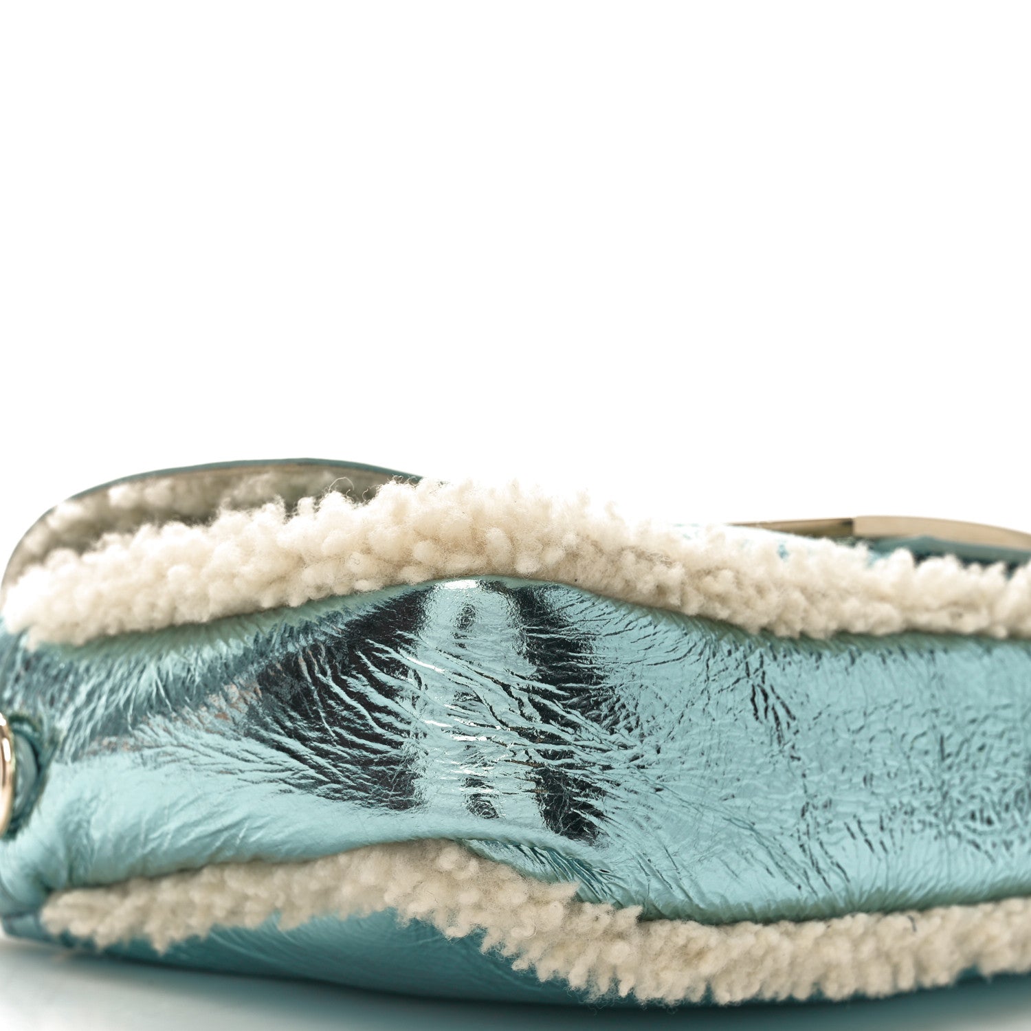 Fendi Metallic Lambskin Sheepskin Fur Re-Edition 2005-2006 Baguette Light Blue 10 of 11