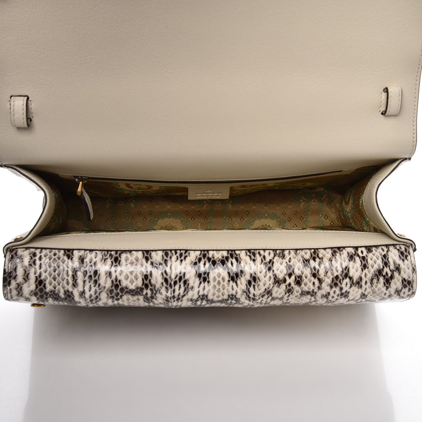 Calfskin Snakeskin Studded Medium Ottilia Top Handle Bag White