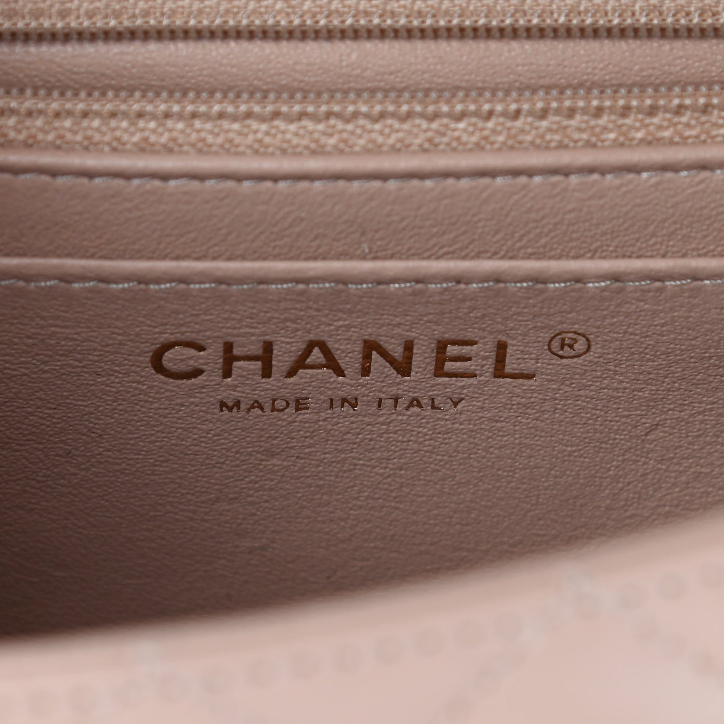 Lambskin Quilted Mini Rectangular Flap Beige