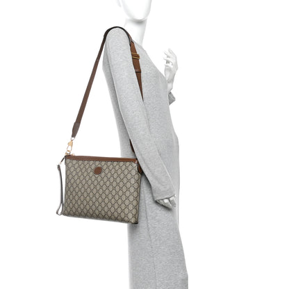 Gucci GG Supreme Monogram Azalea Calfskin Retro Interlocking G Wristlet Messenger Bag Beige Ebony Brown Sugar 2 of 10