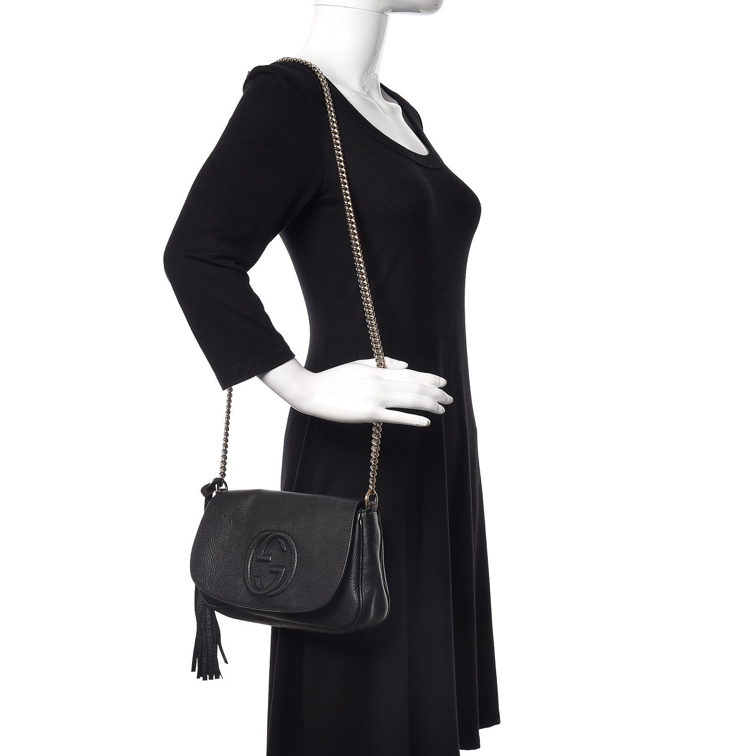Gucci Pebbled Calfskin Medium Soho Flap Crossbody Black 2 of 17