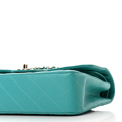 Chanel Caviar Quilted Medium Double Flap Turquoise 10 of 11