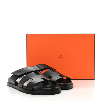 Hermes Calfskin Womens Chypre Sandals 37 Black 9 of 9