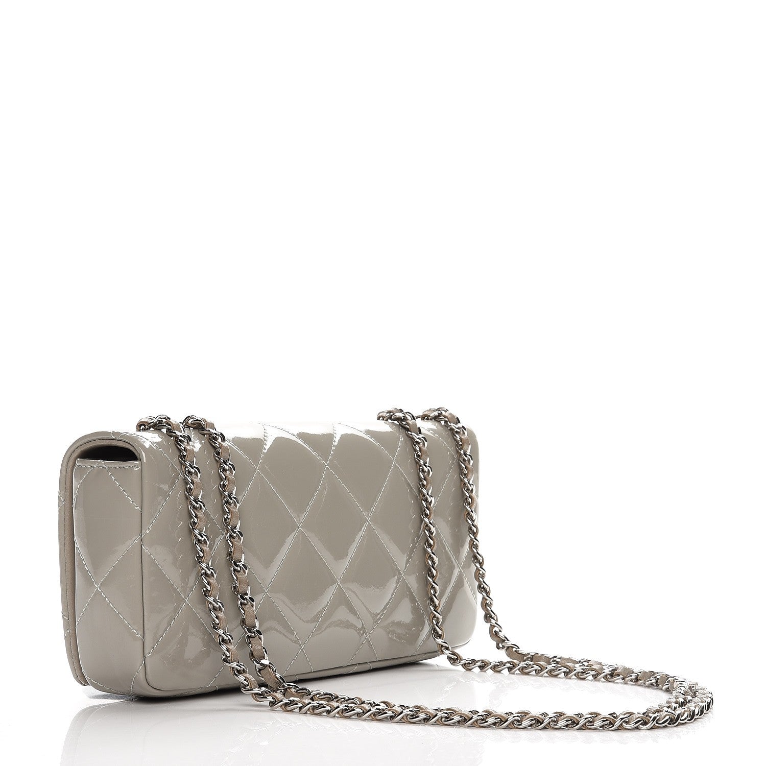 Chanel Patent Quilted Mademoiselle East West Flap Light Gray 4 of 13